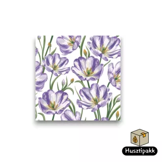 Szalvéta mintás, Lila tulipánok, 33x33 20db
