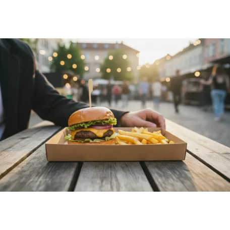 Streetfood tálca, barna, 26x16x3 cm 