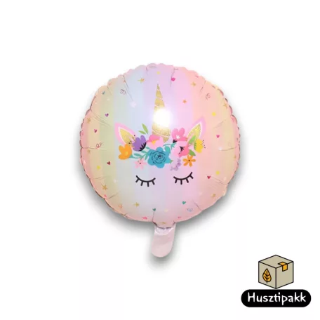 Fólia lufi - Happy Birthday -  Unikornis fej,  45cm