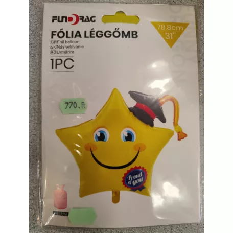Fólia lufi - Ballagás - Csillag, Proud of you 78cm