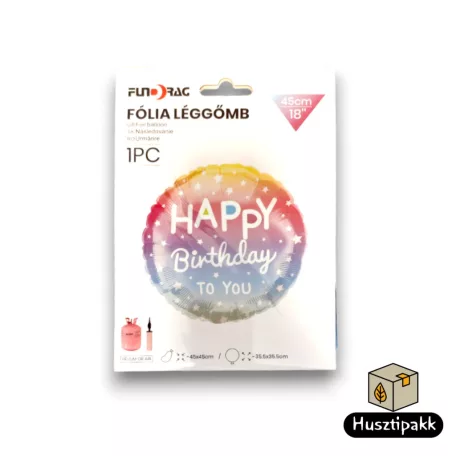 Fólia lufi - Happy Birthday -Szivárvány színű 45cm