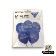 Latex lufi Boldog Szülinapot! felirat, sötétkék 30cm 5db