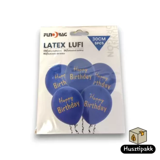 Latex lufi Boldog Szülinapot! felirat, sötétkék 30cm 5db