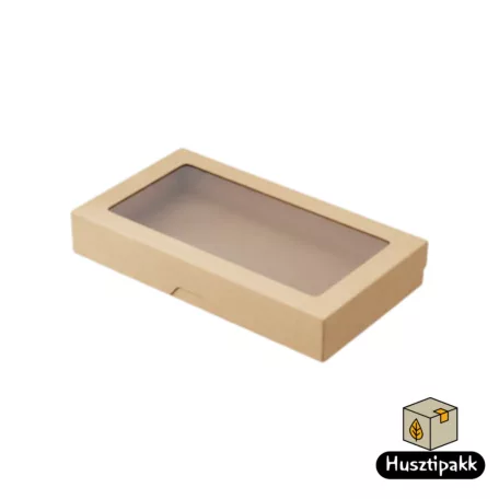 Ablakos papírdoboz, kraft, 26x15x4cm