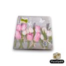Húsvéti Mintás Szalvéta – Fehér-Rózsaszín Tulipán, Fa Mintával (20 db, 33x33 cm)